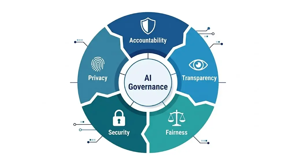 5 Core Pillars of AI Governance – Accountability, Transparency, Fairness, Security, Privacy